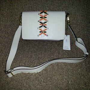 GIANNI CHIARINI-Reginella-Off White Saffiano Leather with Jewel Accents-NWT